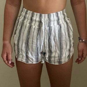Striped shorts white and blue high waisted